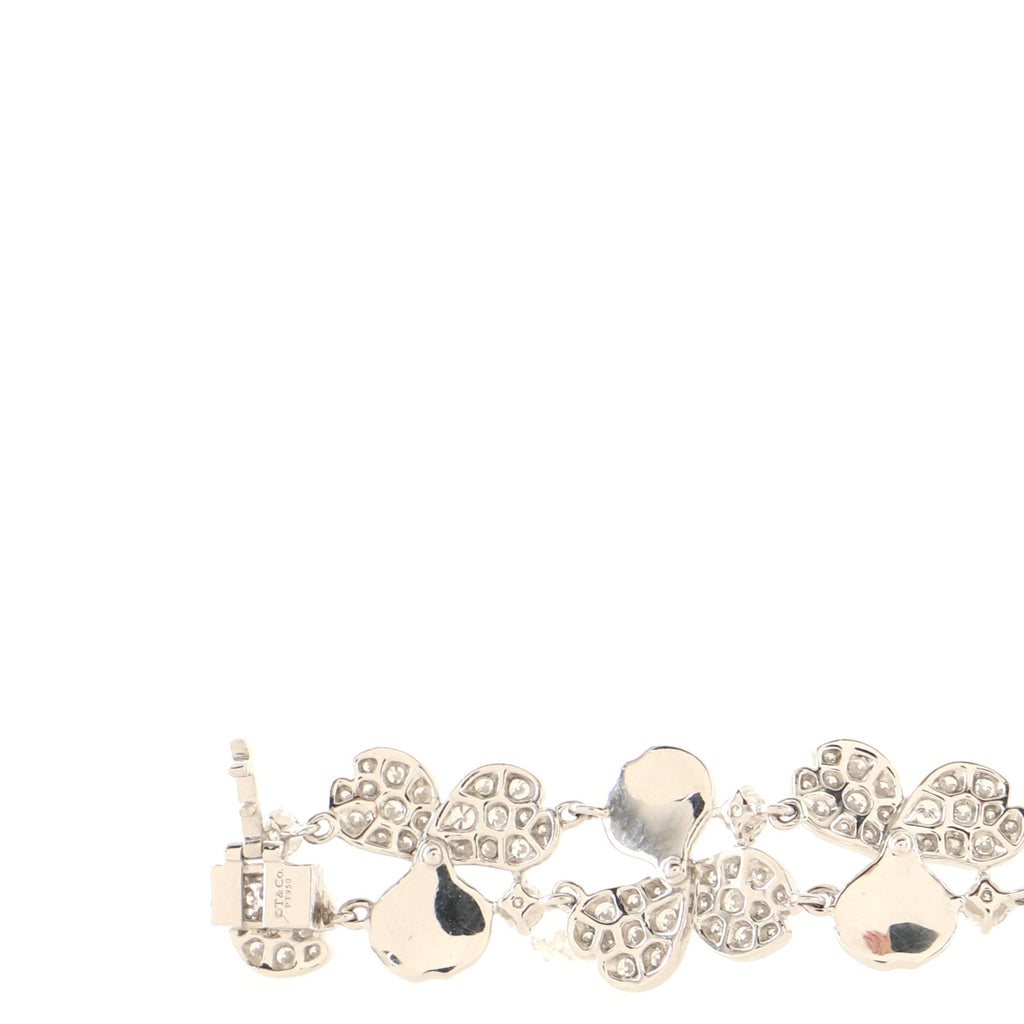 Paper Flowers Cluster Bracelet Platinum with Diamonds