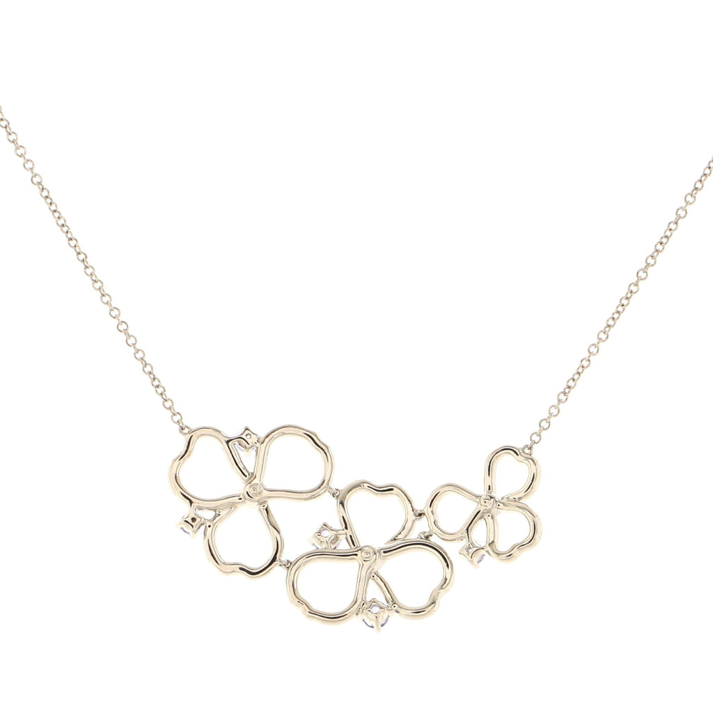 Paper Flowers Open Cluster Necklace Platinum with Diamonds and Tanzanites