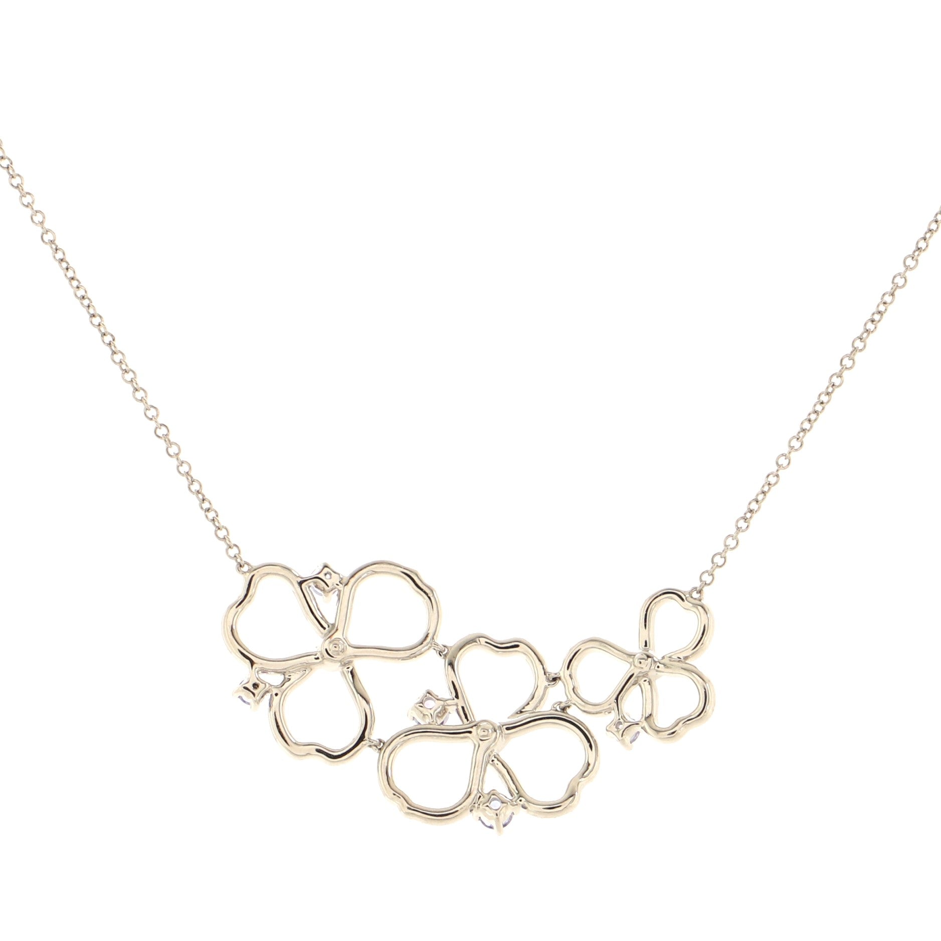 Paper Flowers Open Cluster Necklace Platinum with Diamonds and Tanzanites