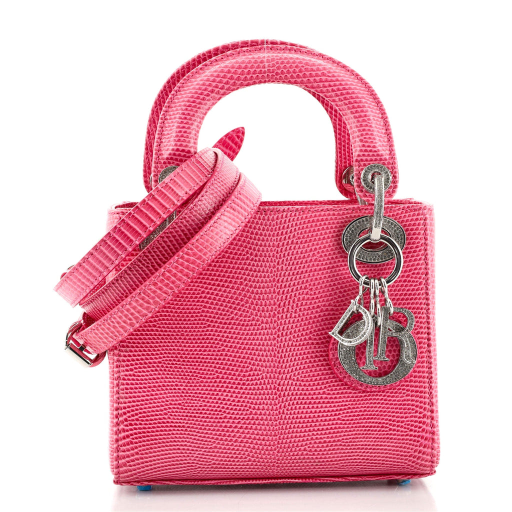 Lady Dior Bag Lizard with Crystal Charms Mini