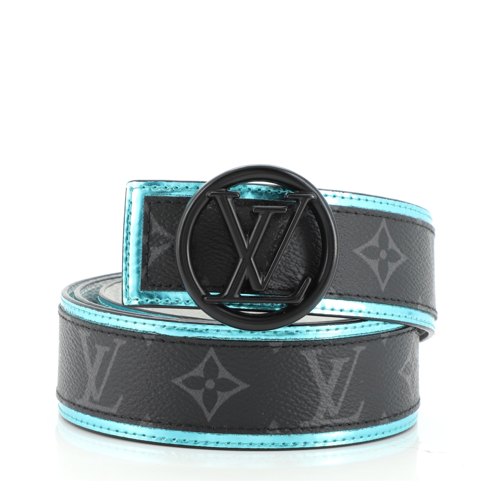 LV Circle Reversible Belt Monogram Eclipse and Monogram Antartica Wide 90