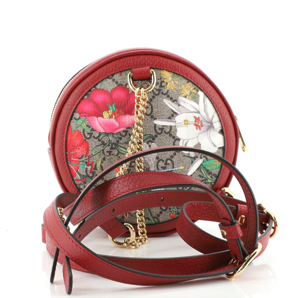 Ophidia Round Backpack Flora GG Coated Canvas Mini