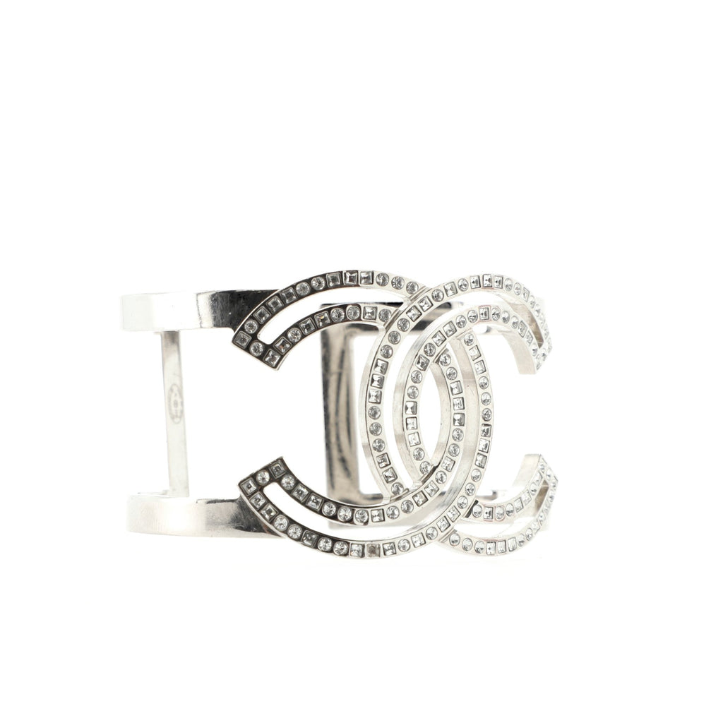 CC Cut-Out Cuff Bracelet Metal with Crystals Extra Wide