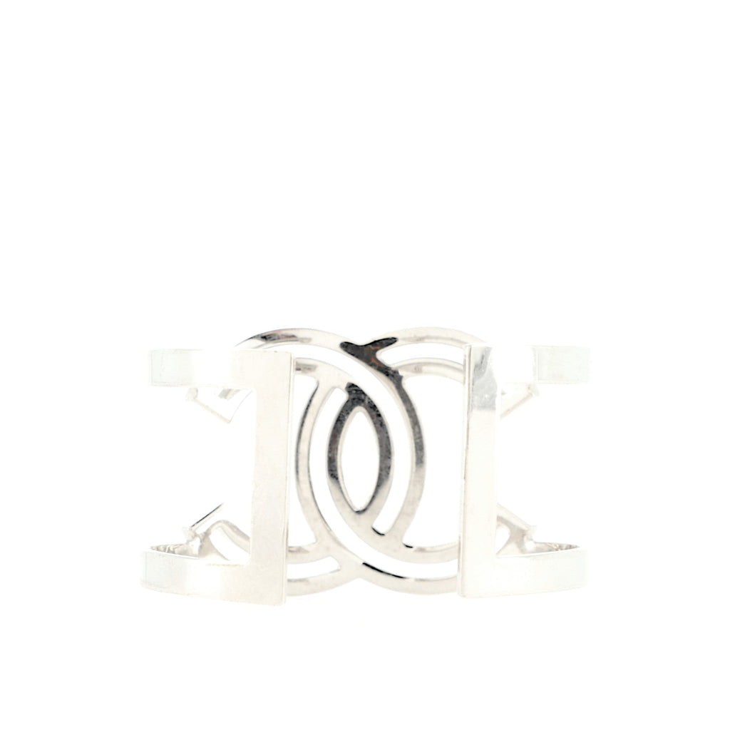 CC Cut-Out Cuff Bracelet Metal with Crystals Extra Wide