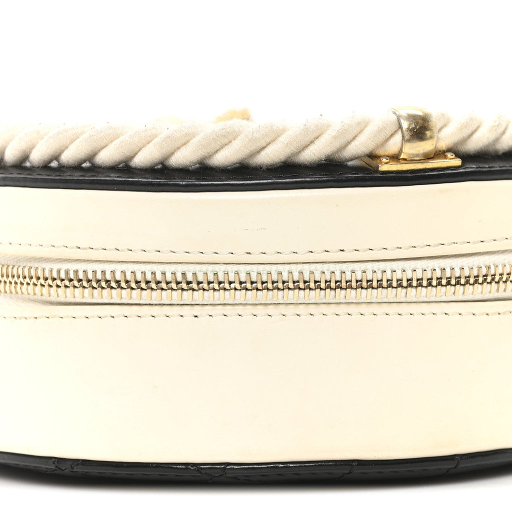 Crumpled Calfskin Cotton Small En Vogue Round Bag Black