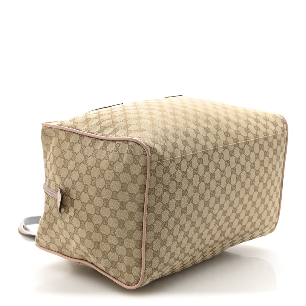 GG Monogram Web Medium Collapsable Carry On Duffle Beige Pink