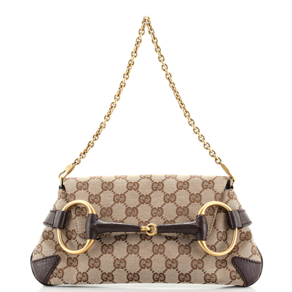 Horsebit Chain Clutch GG Canvas with Leather Medium