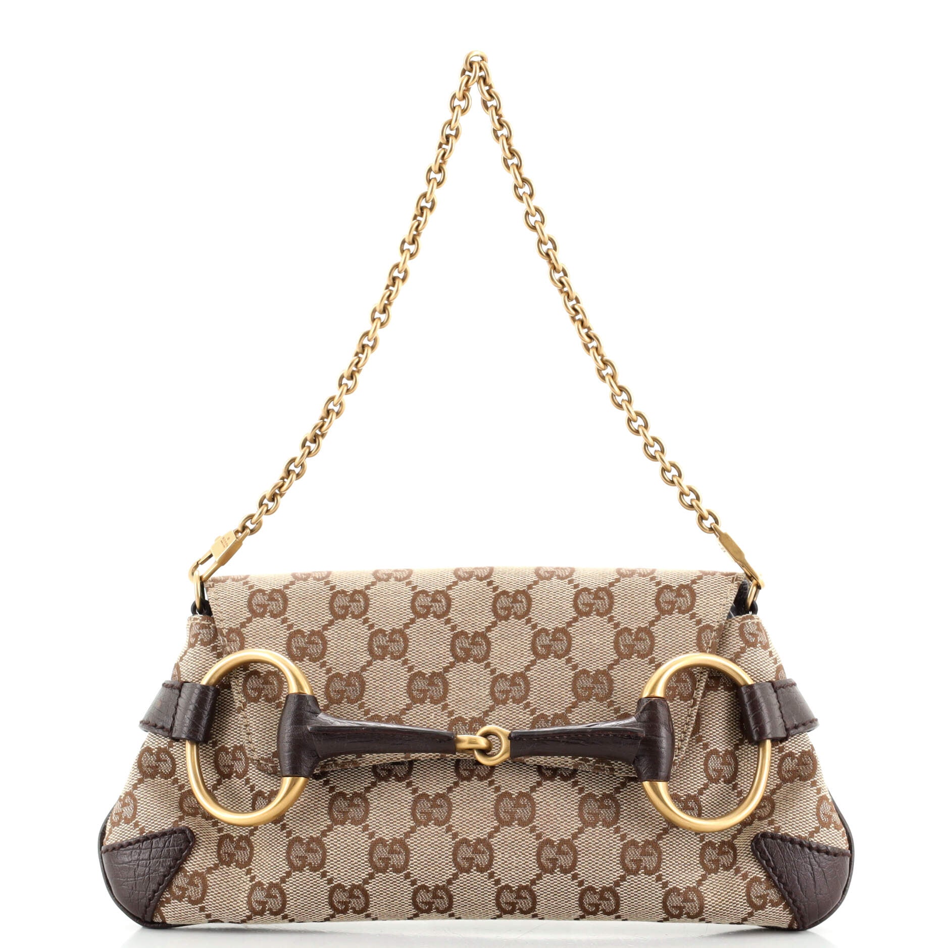 Horsebit Chain Clutch GG Canvas with Leather Medium
