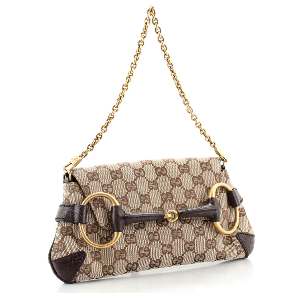 Horsebit Chain Clutch GG Canvas with Leather Medium