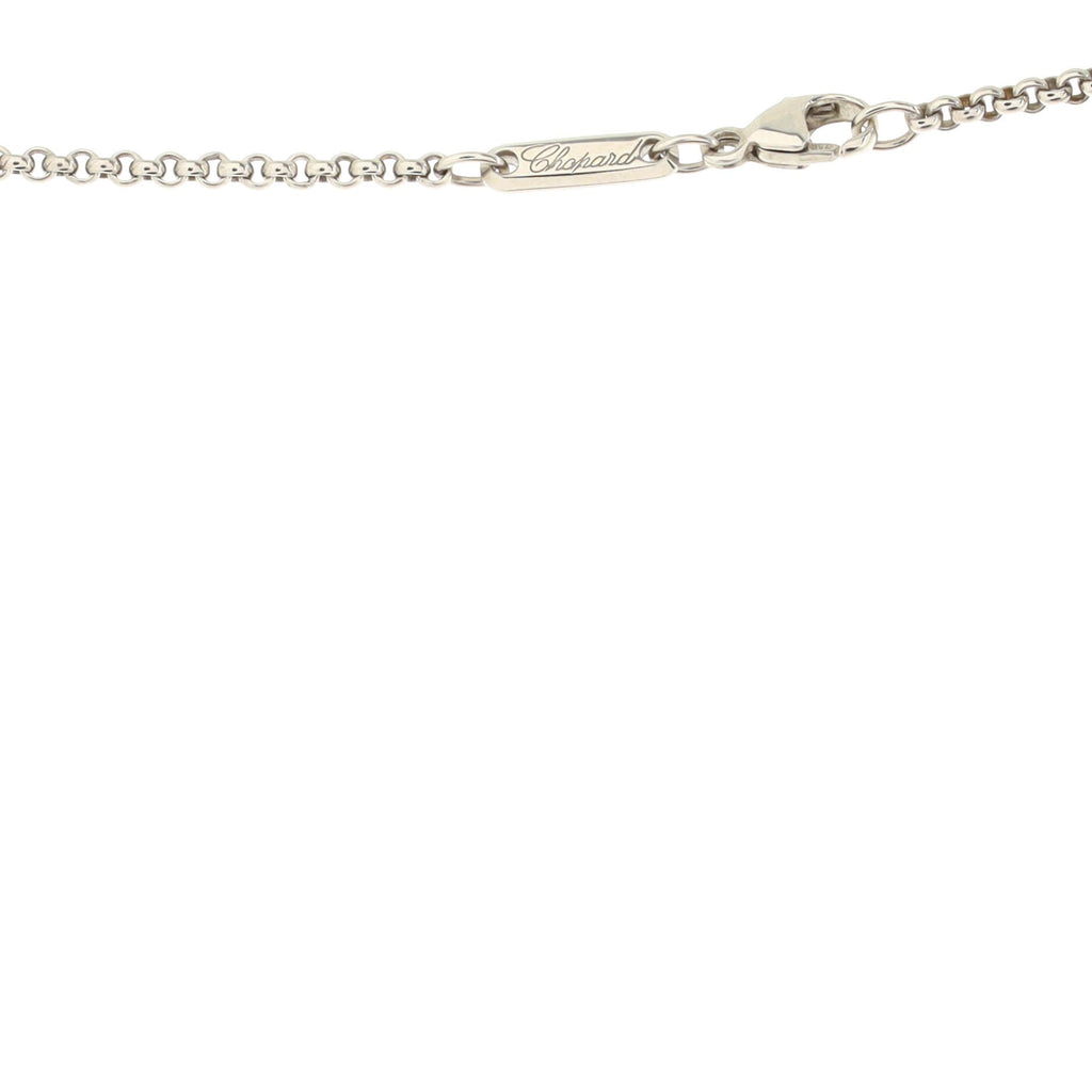 Happy 3 Diamonds Circle Pendant Necklace 18K White Gold and Floating Diamonds