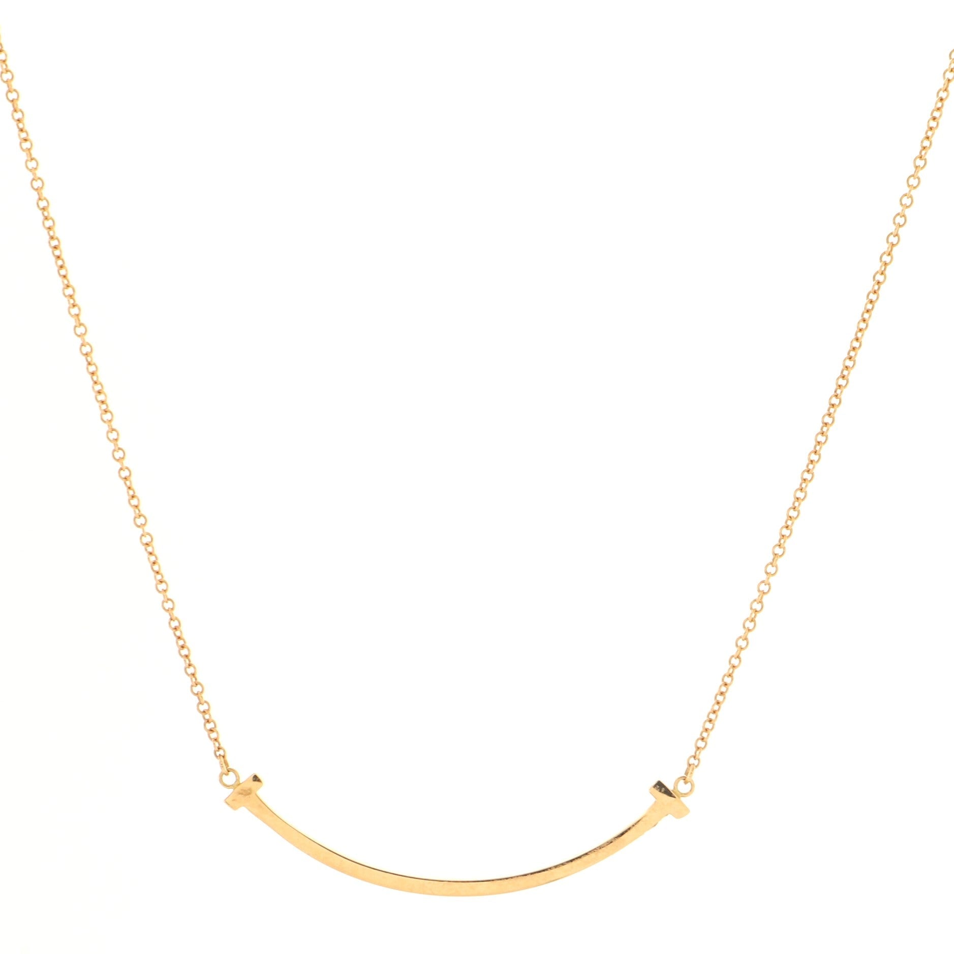 T Smile Pendant Necklace 18K Rose Gold Small