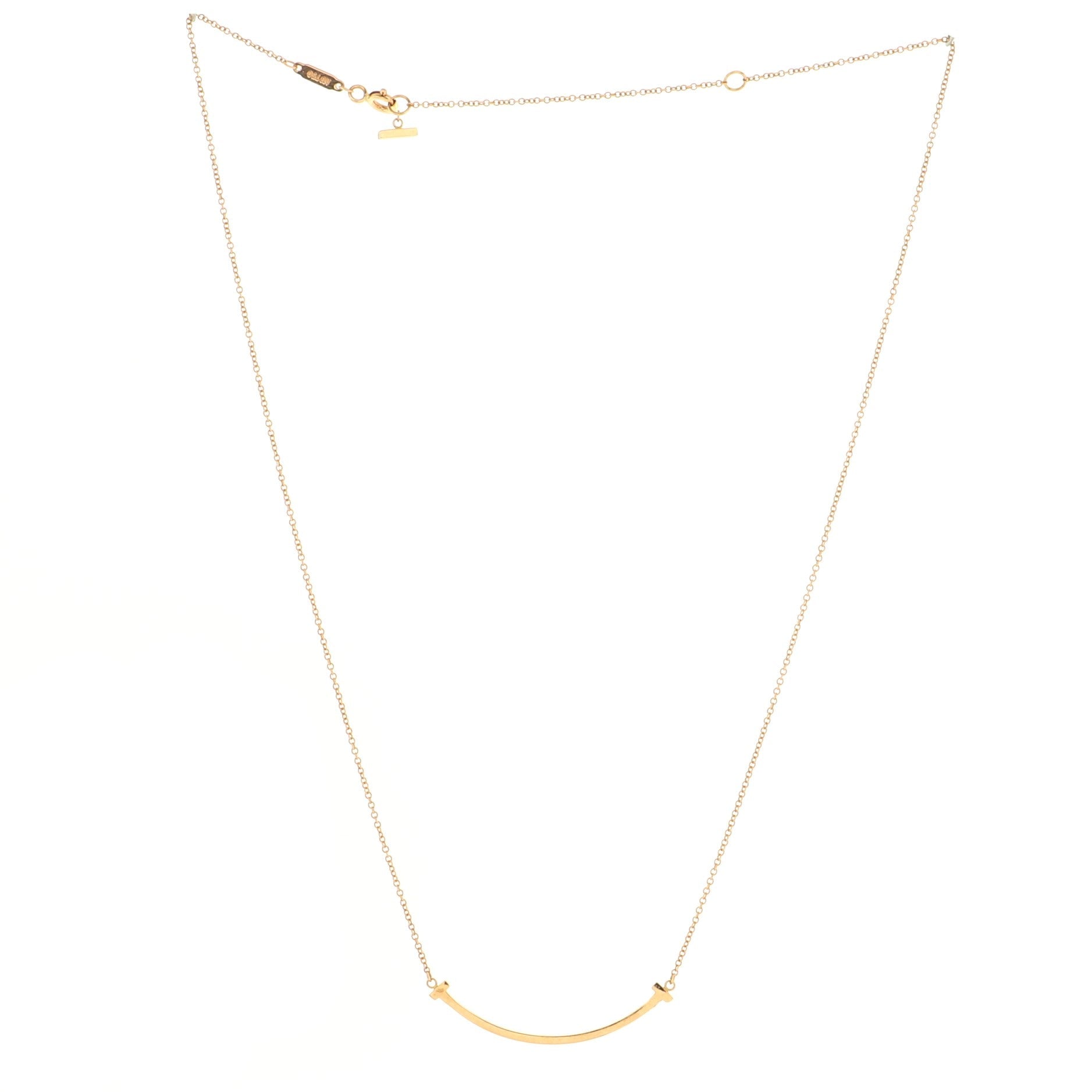 T Smile Pendant Necklace 18K Rose Gold Small