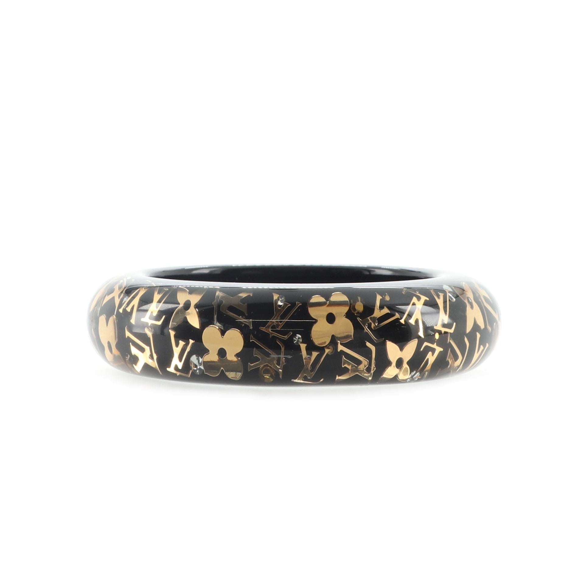 Inclusion Bangle Bracelet Resin with Crystals GM