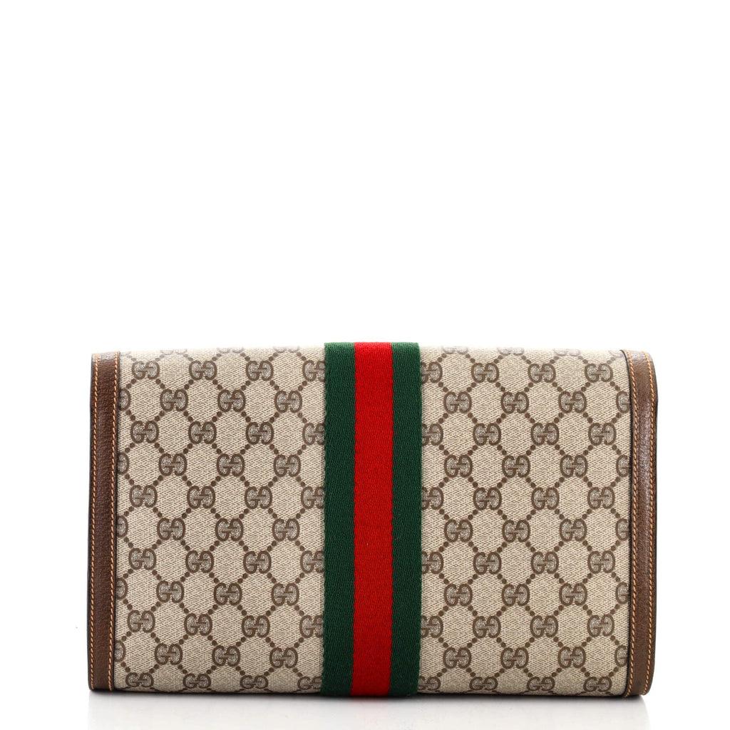 Vintage Web Flap Clutch GG Coated Canvas Medium