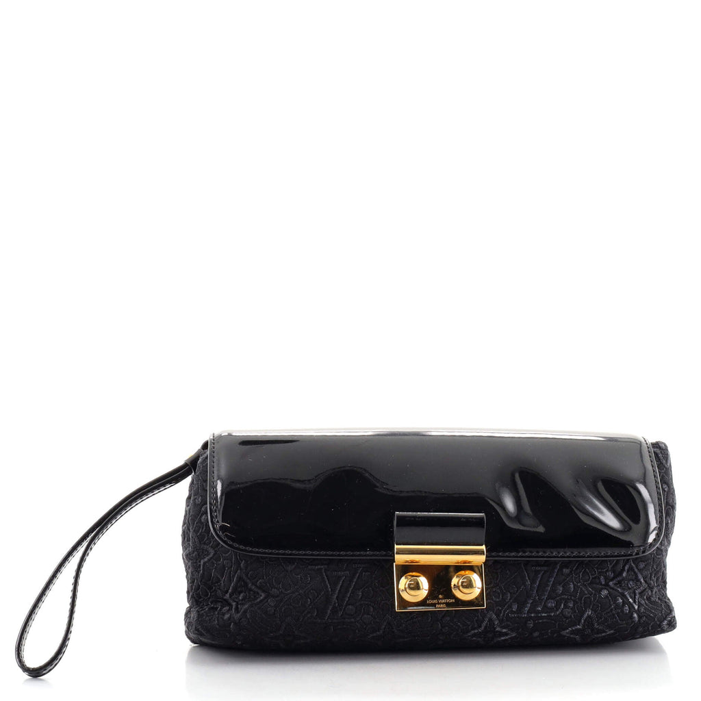 Pochette Dentelle Clutch Embroidered Satin with Vernis