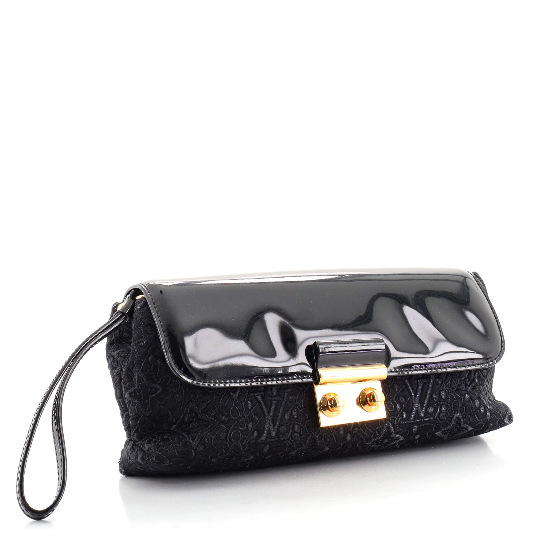 Pochette Dentelle Clutch Embroidered Satin with Vernis