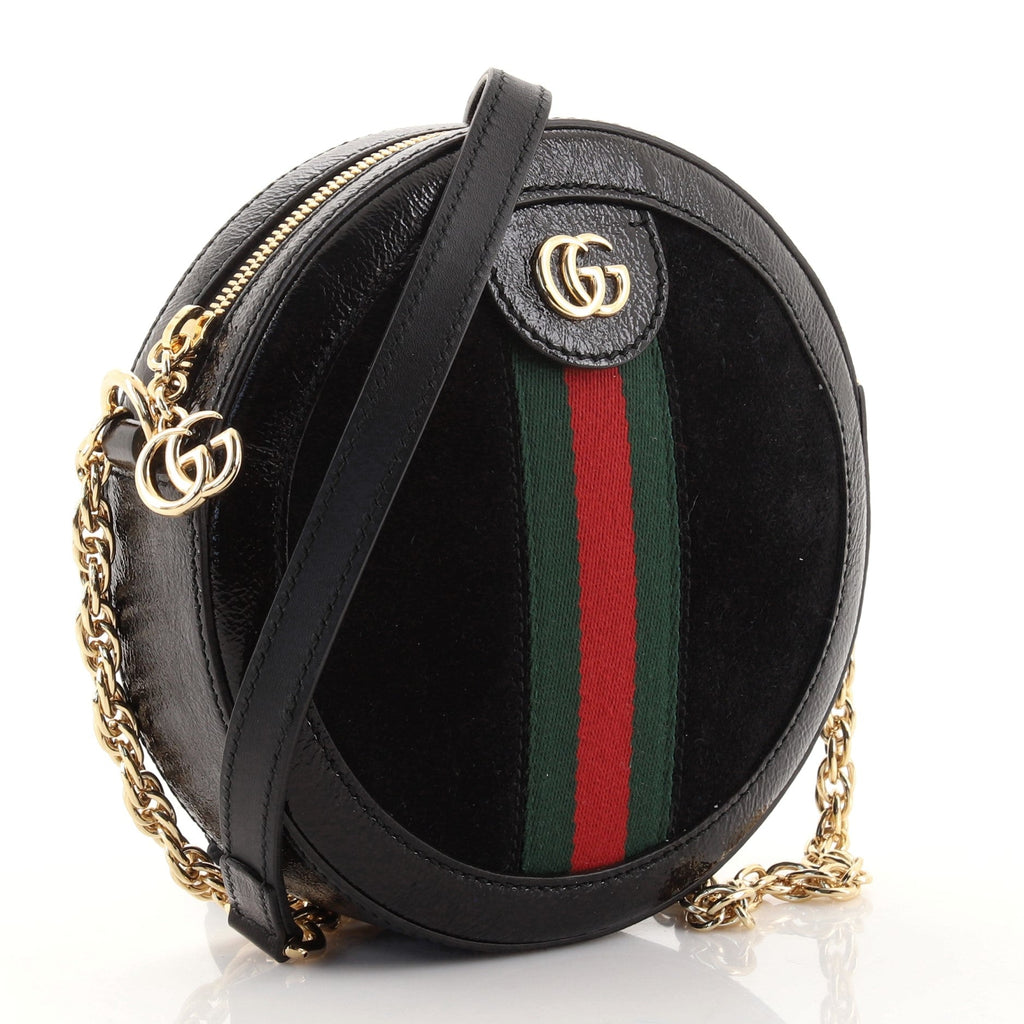 Ophidia Round Shoulder Bag Suede Mini