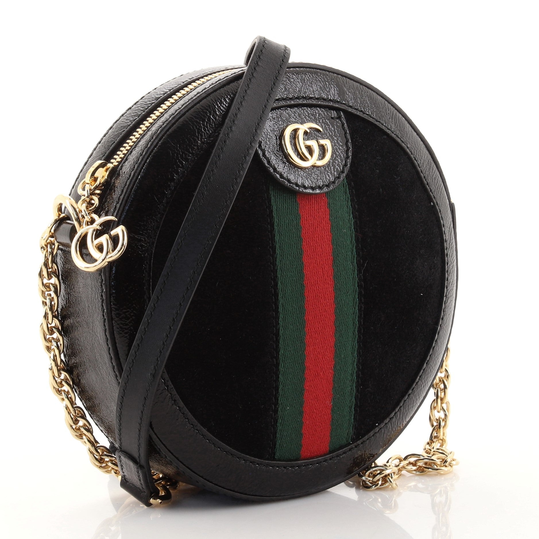 Ophidia Round Shoulder Bag Suede Mini
