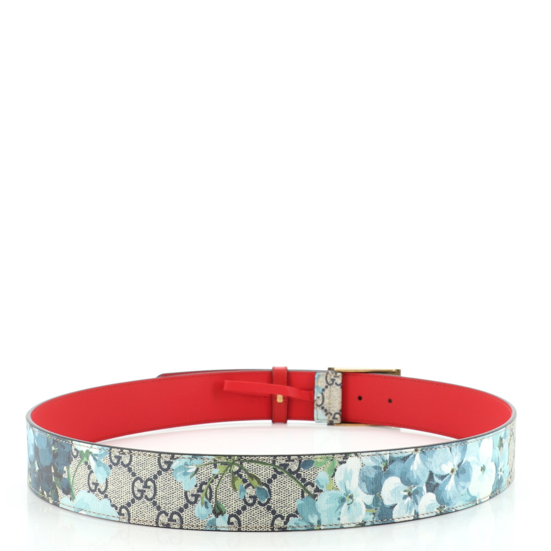 Animalier Plaque Belt Blooms Print GG Coated Canvas Wide 100