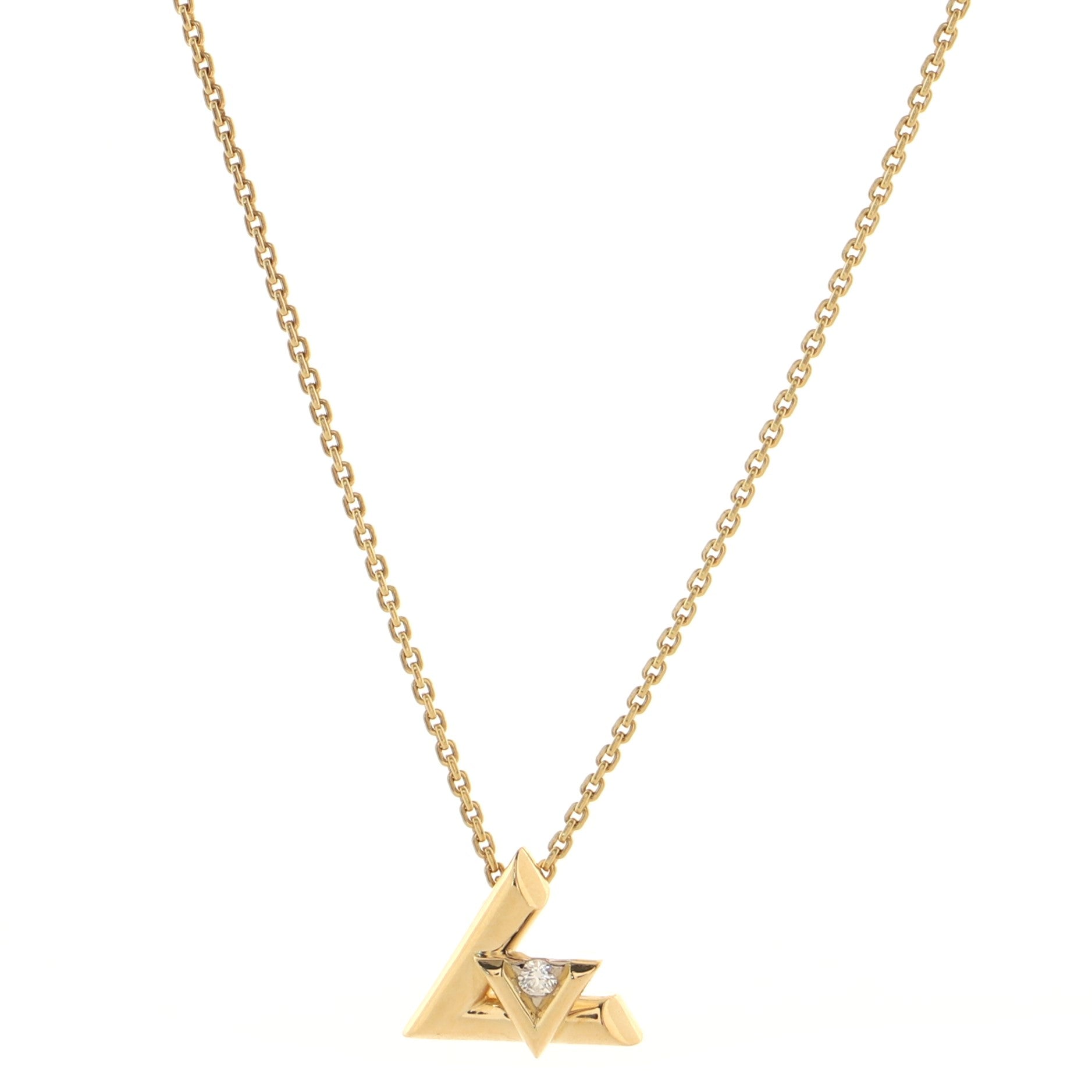 LV Volt One Pendant Necklace 18K Yellow Gold with Diamond Small