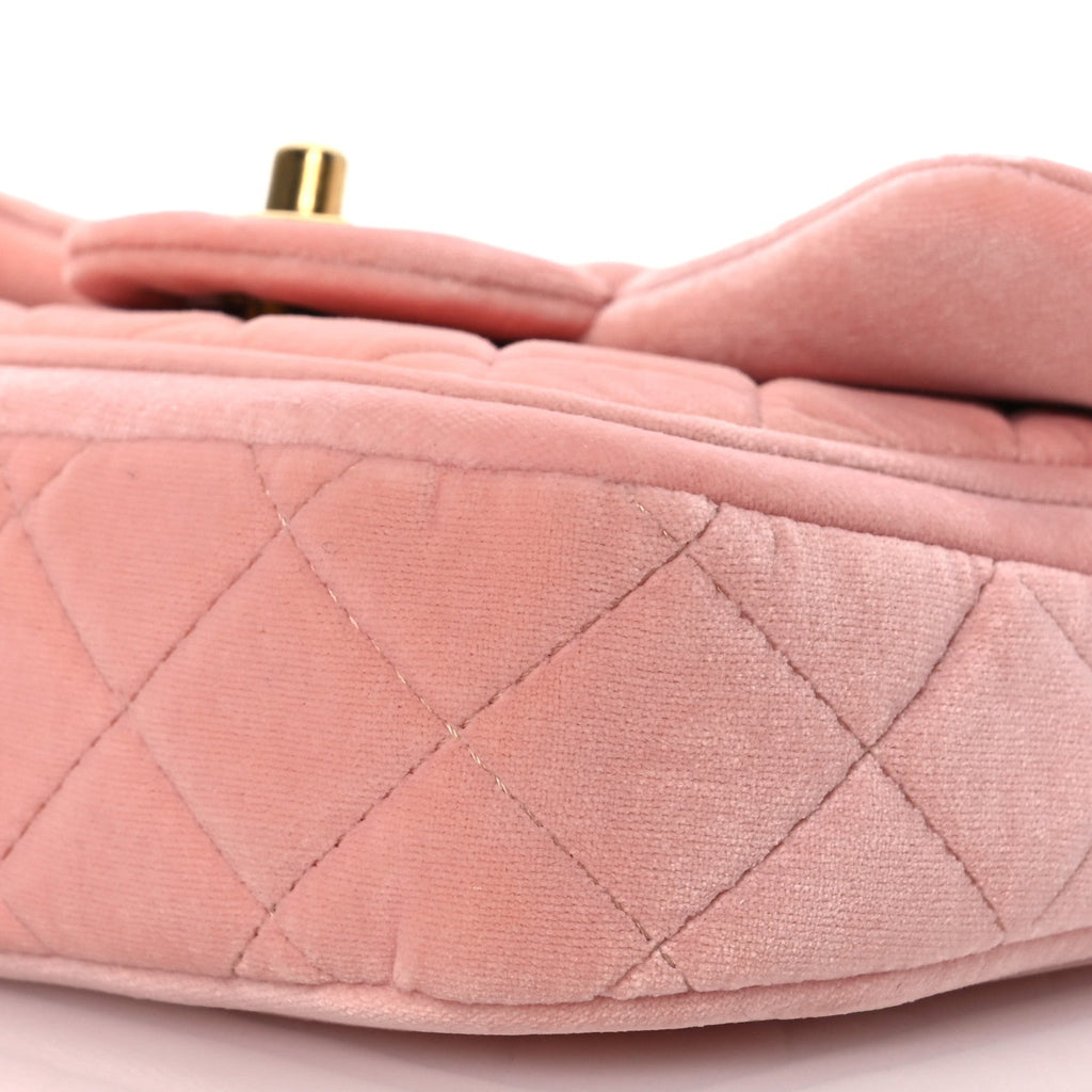 Velour Quilted Mini Double Frame Flap Rose