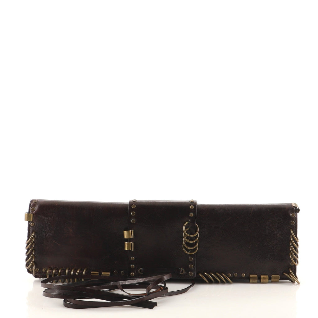 Vintage Flap Clutch Embellished Leather Long