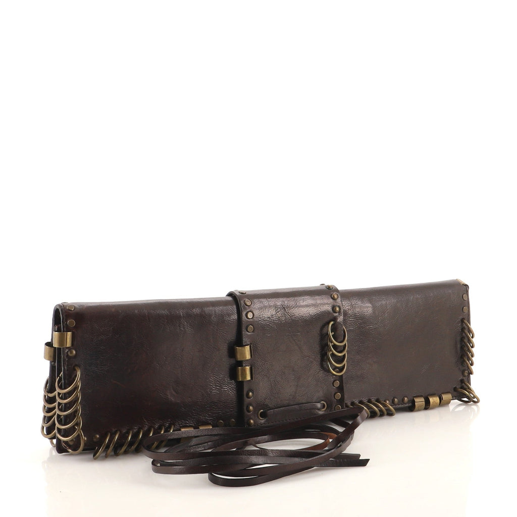 Vintage Flap Clutch Embellished Leather Long