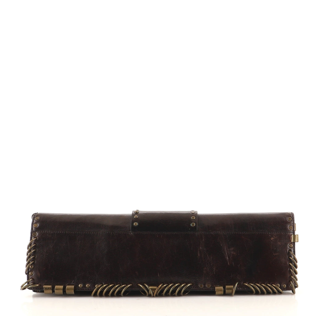 Vintage Flap Clutch Embellished Leather Long