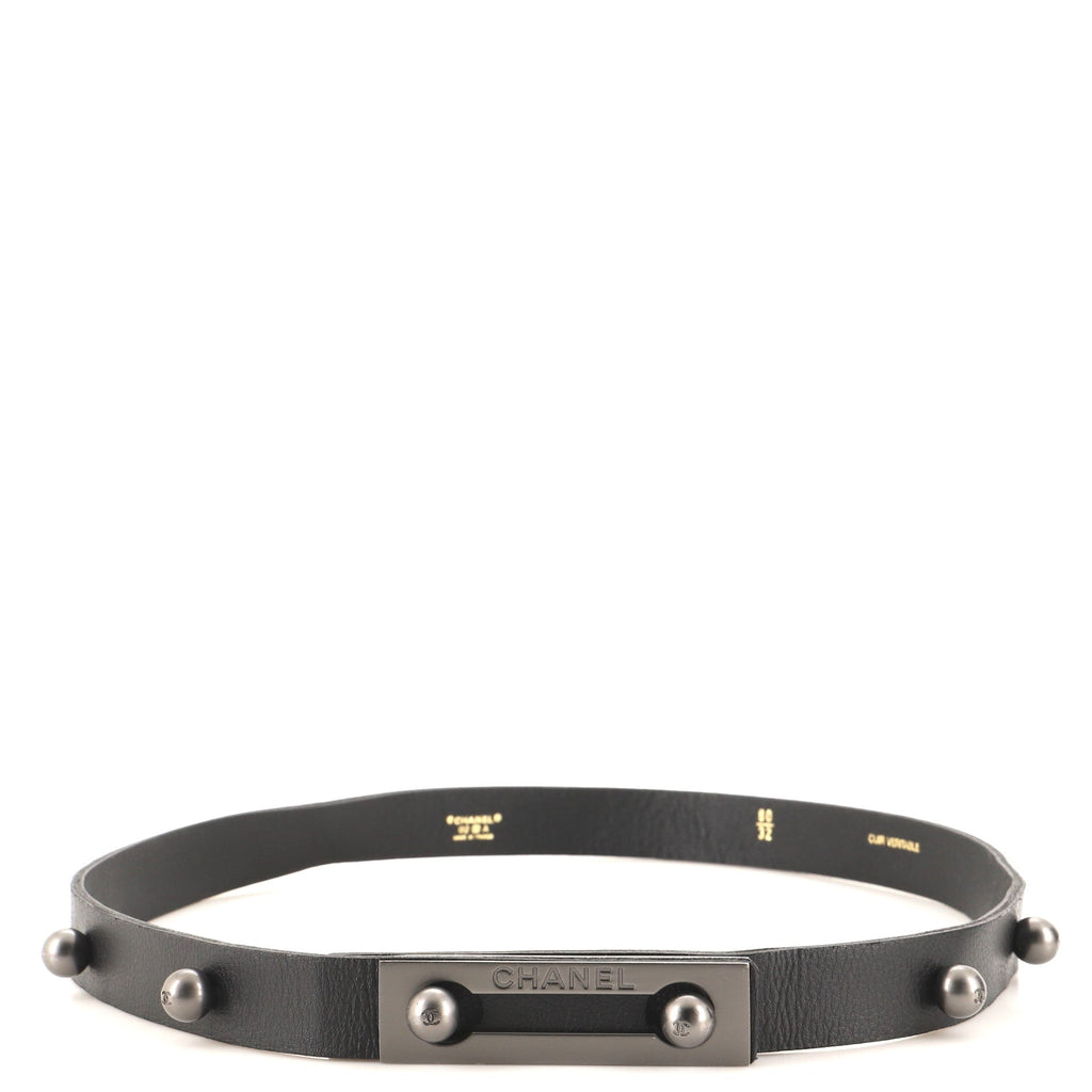 Plaque Buckle Belt Leather Thin 80
