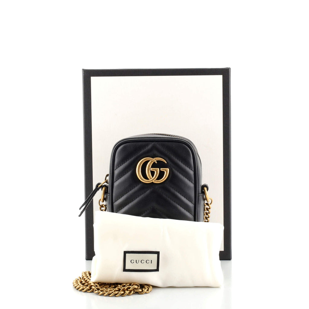 GG Marmont Vertical Phone Crossbody Bag Matelasse Leather Mini