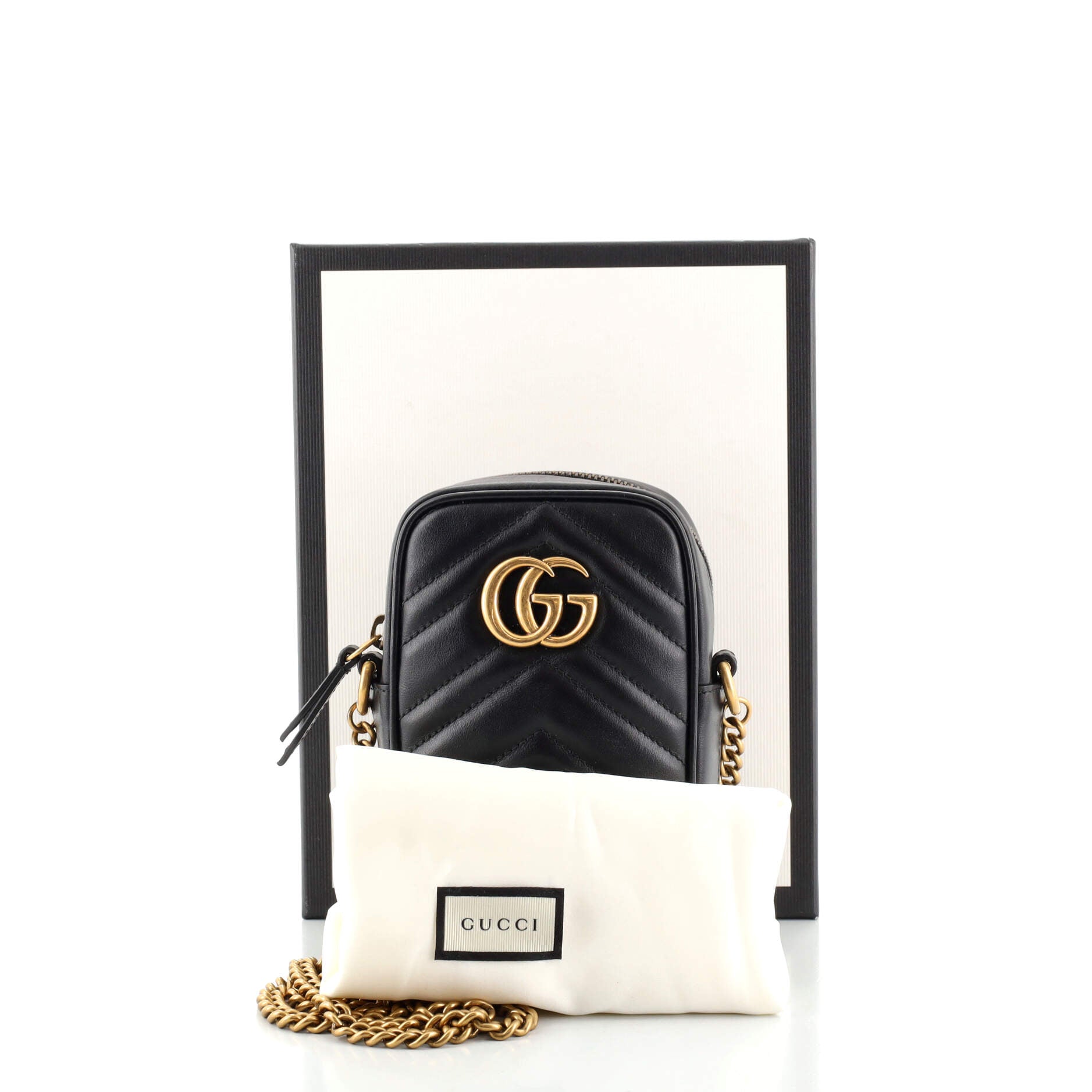 GG Marmont Vertical Phone Crossbody Bag Matelasse Leather Mini