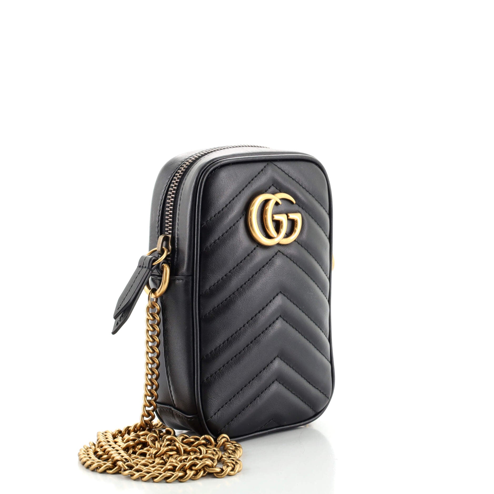 GG Marmont Vertical Phone Crossbody Bag Matelasse Leather Mini