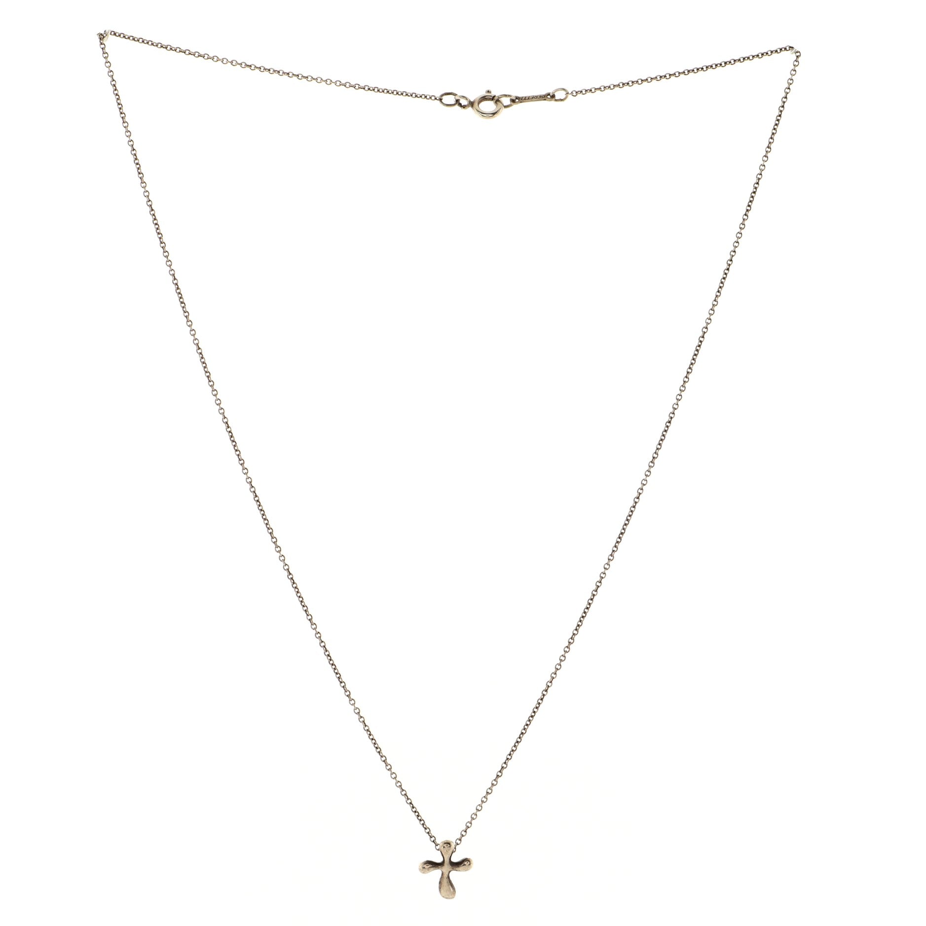 Elsa Peretti Cross Pendant Necklace Sterling Silver 14mm