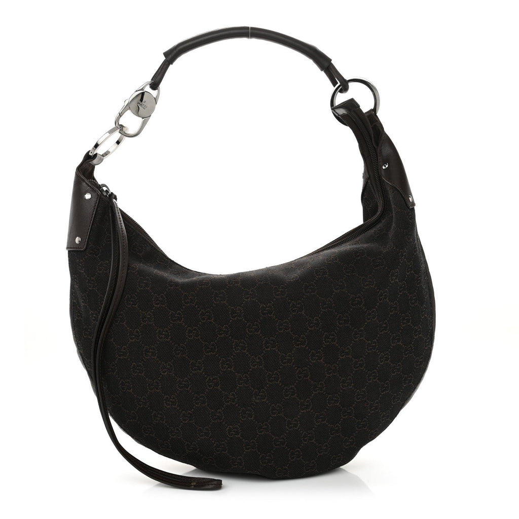 Denim Monogram Half Moon Hobo Dark Brown