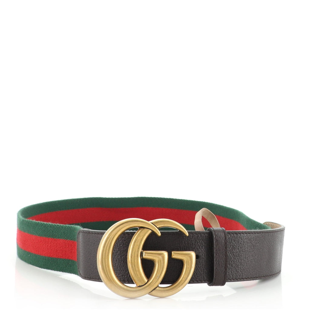 GG Marmont Web Belt Canvas and Leather Wide 90