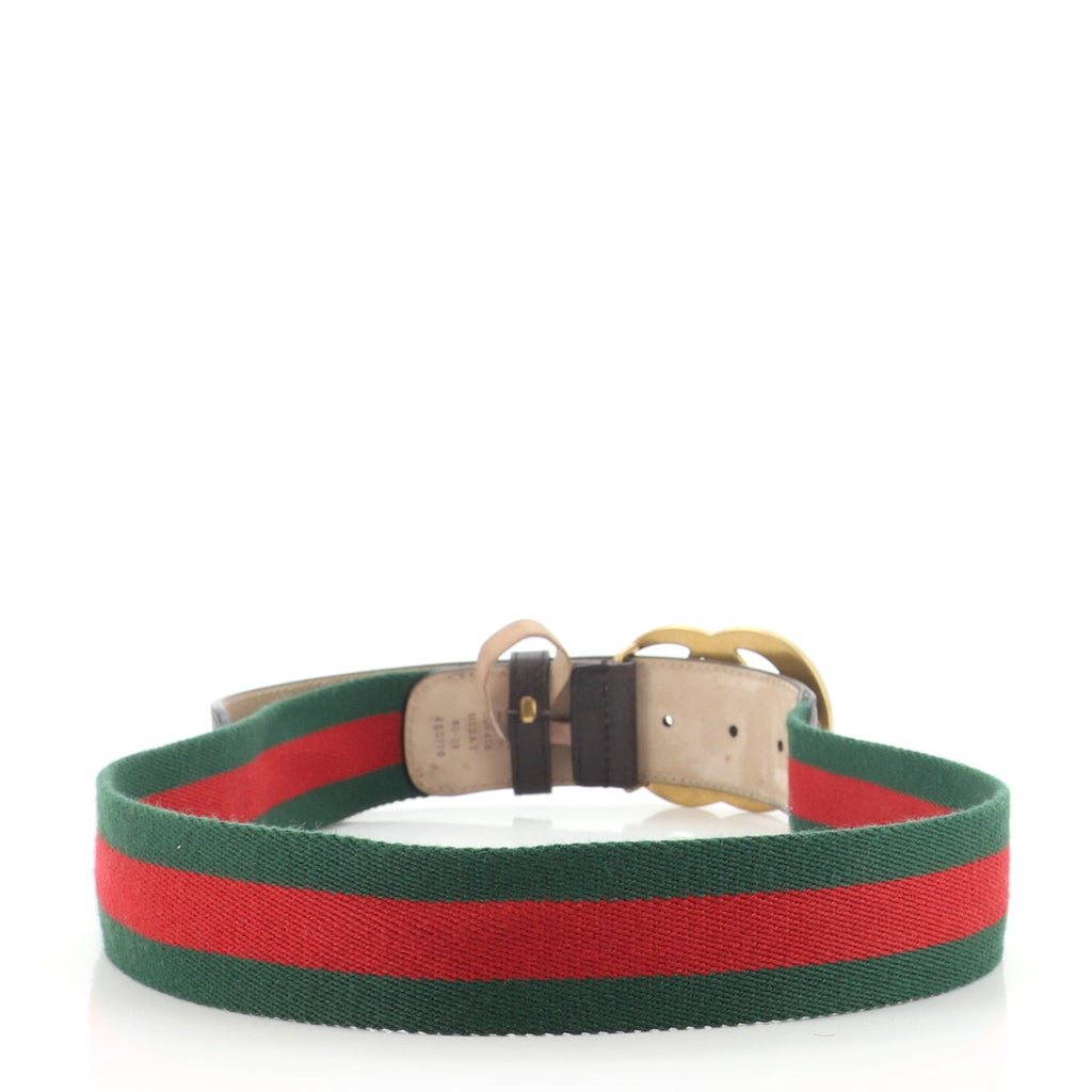 GG Marmont Web Belt Canvas and Leather Wide 90