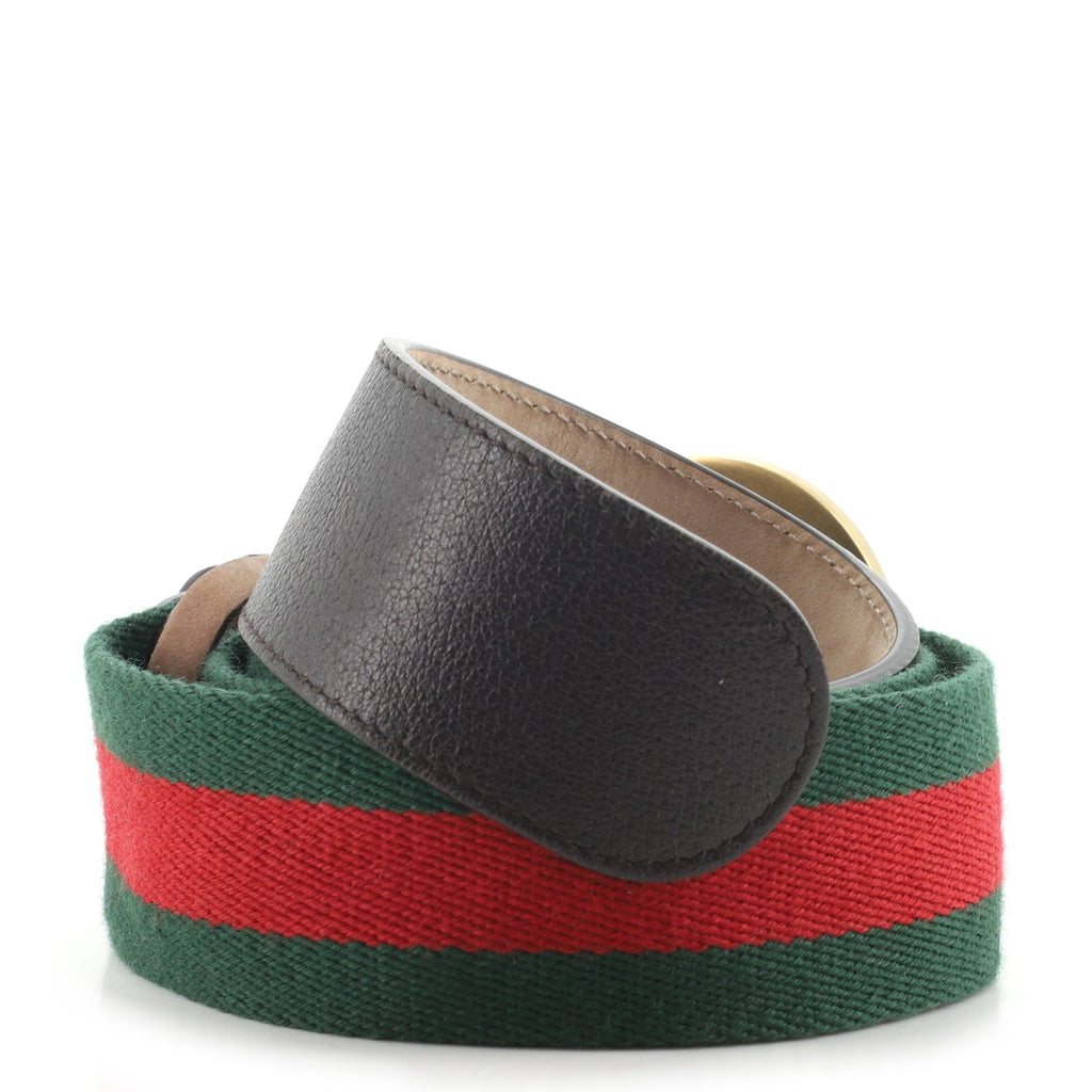 GG Marmont Web Belt Canvas and Leather Wide 90