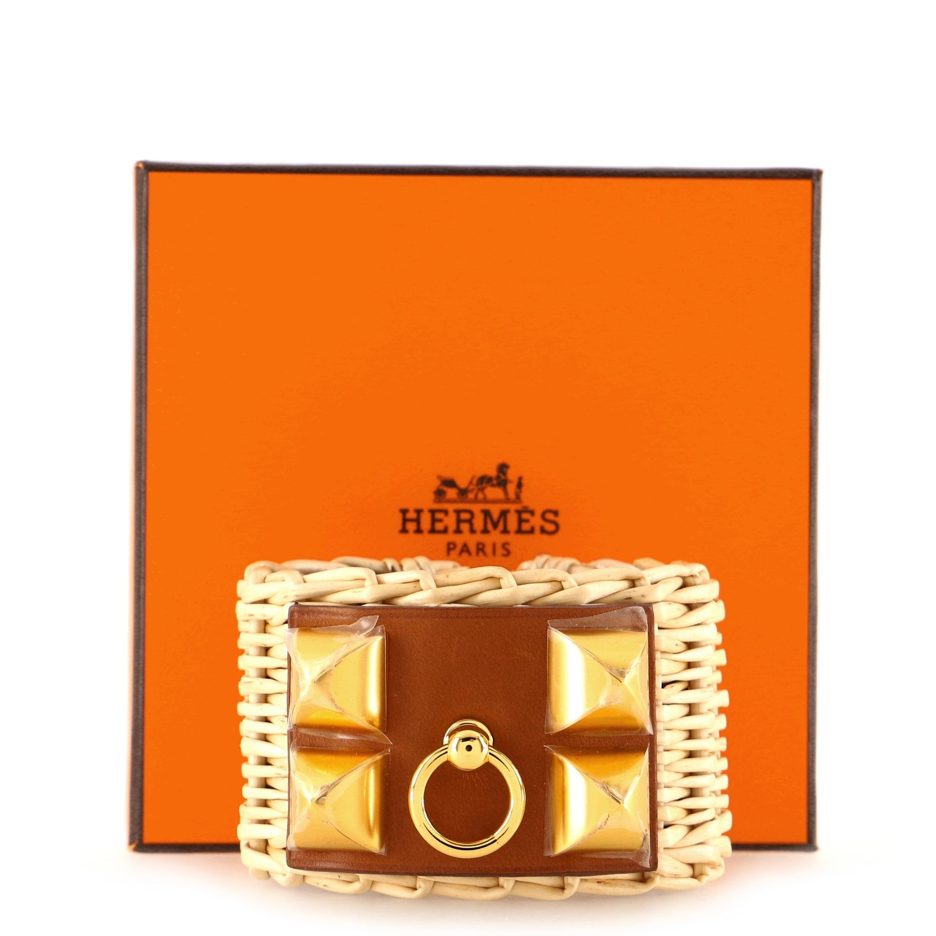 Medor Picnic Cuff Bracelet Wicker and Leather