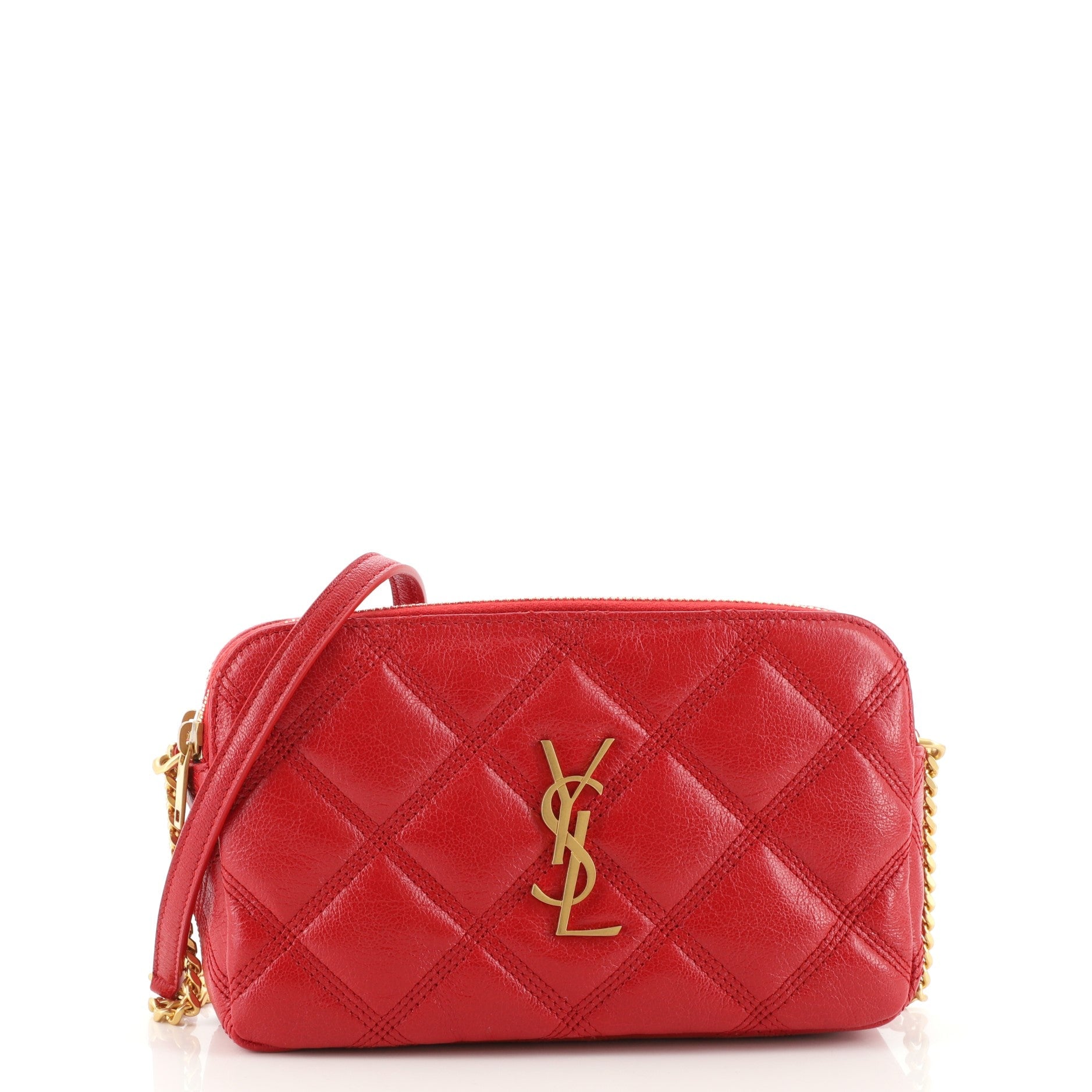 Becky Double Zip Crossbody Pouch Quilted Leather Mini