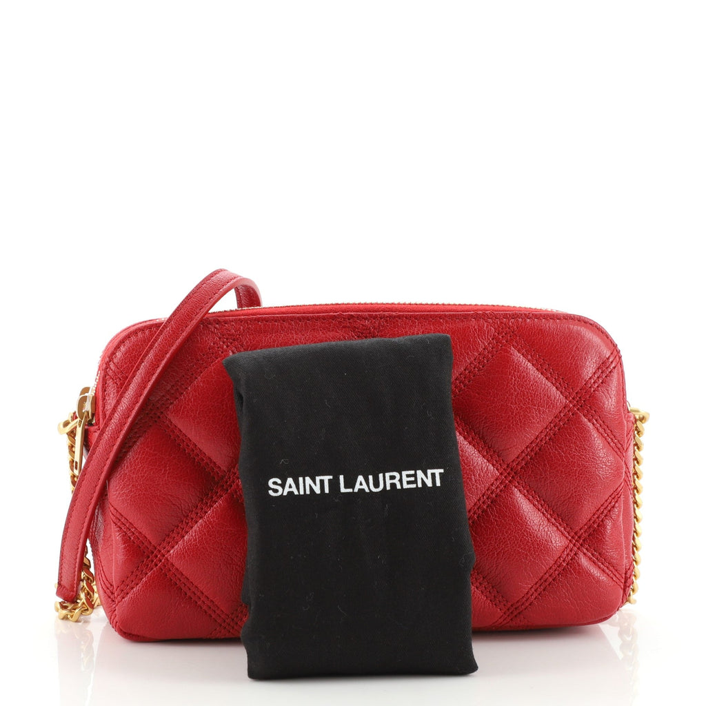 Becky Double Zip Crossbody Pouch Quilted Leather Mini