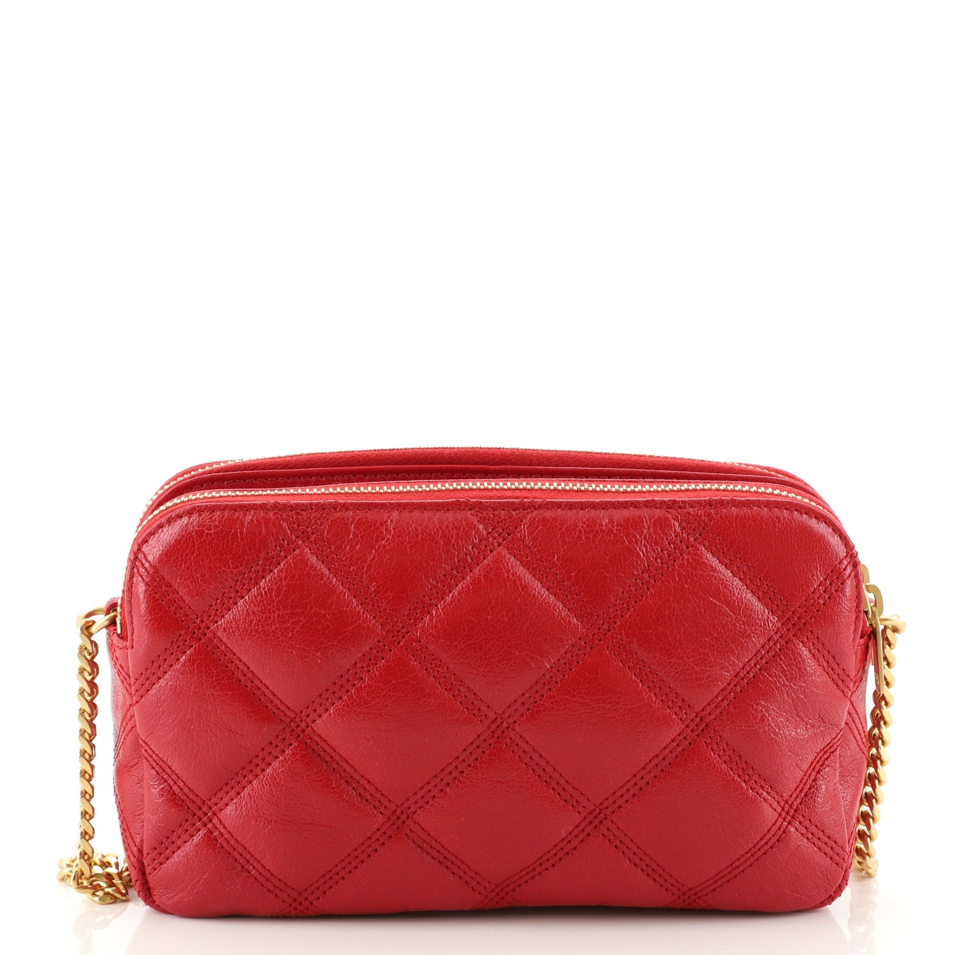 Becky Double Zip Crossbody Pouch Quilted Leather Mini
