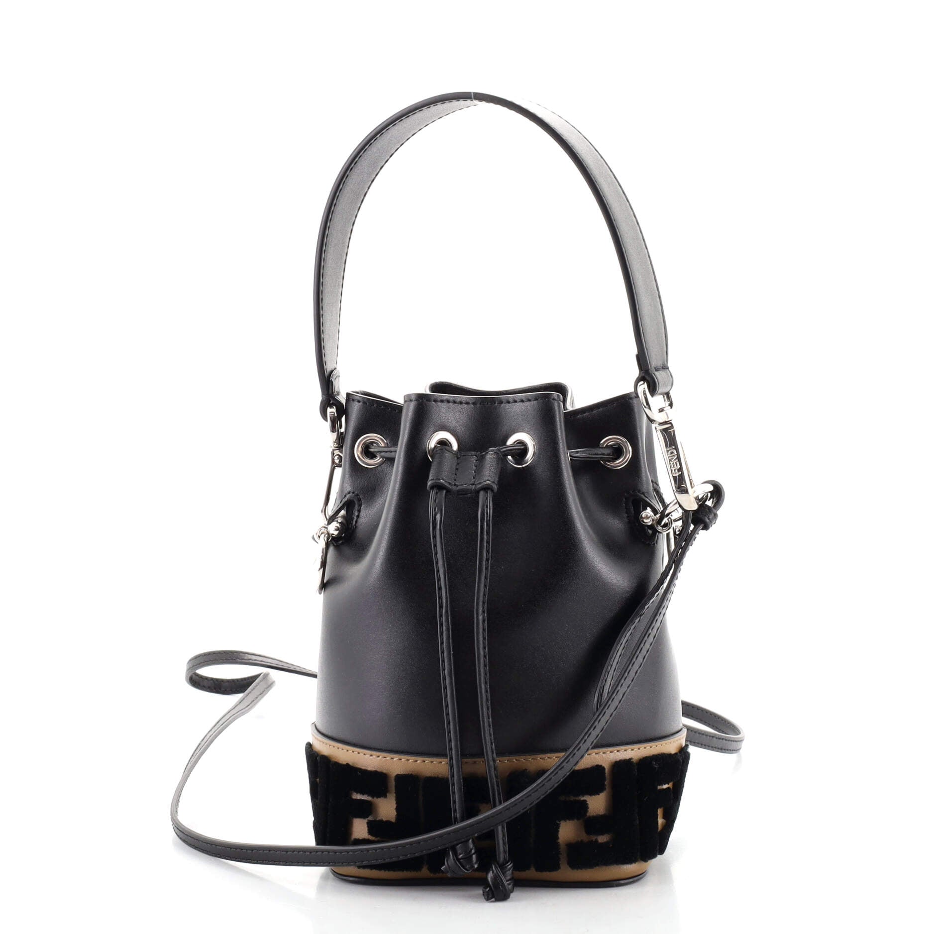 Mon Tresor Bucket Bag Leather with Logo Shearling Mini