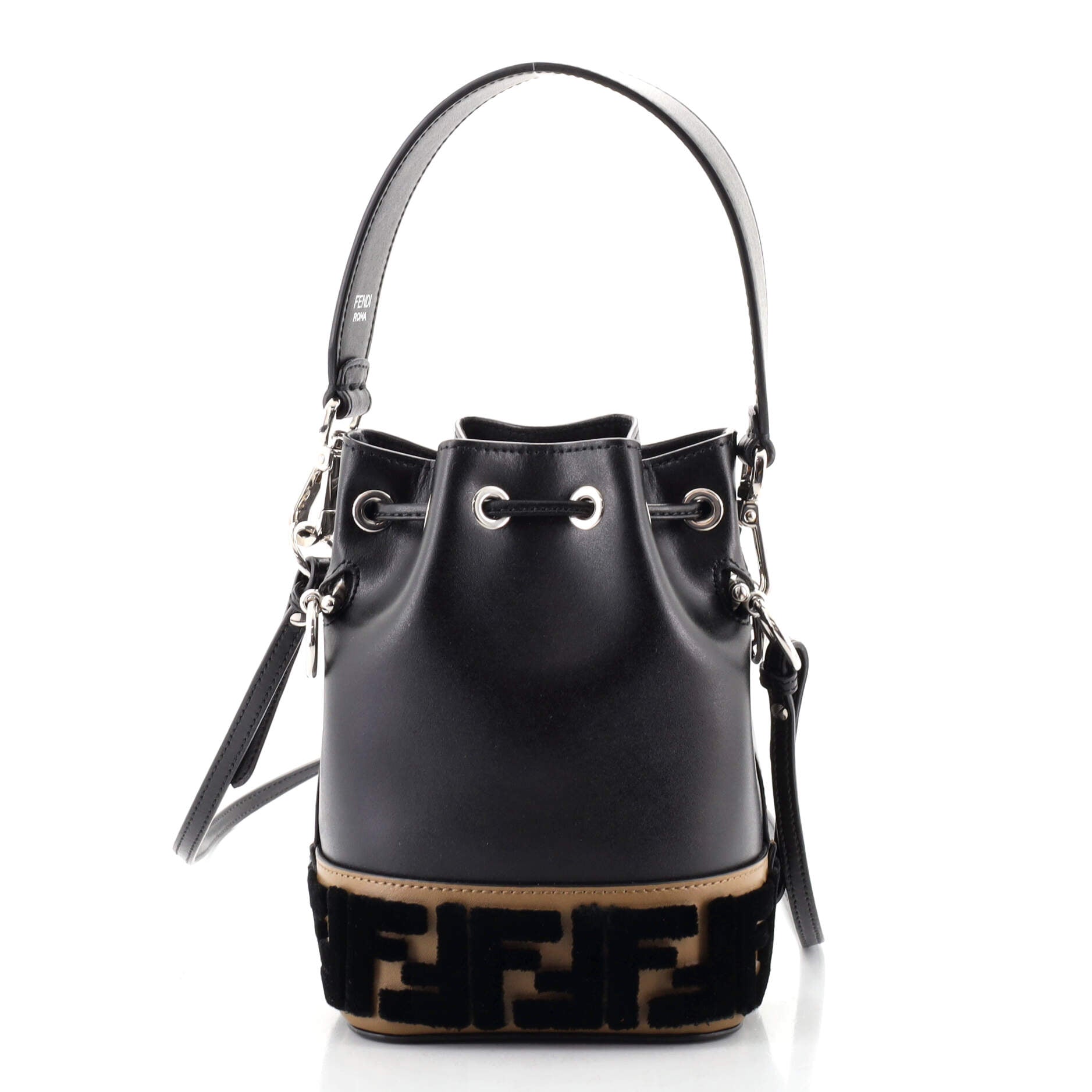 Mon Tresor Bucket Bag Leather with Logo Shearling Mini