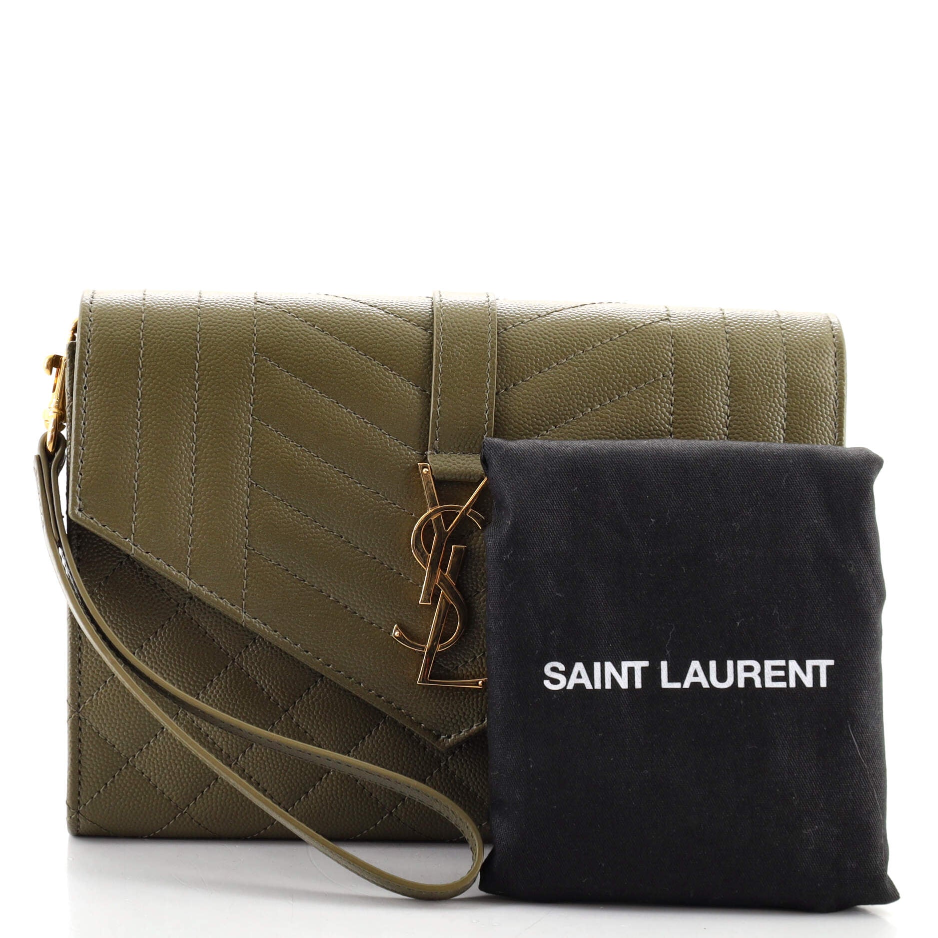 Classic Monogram Envelope Wristlet Clutch Mixed Matelasse Leather