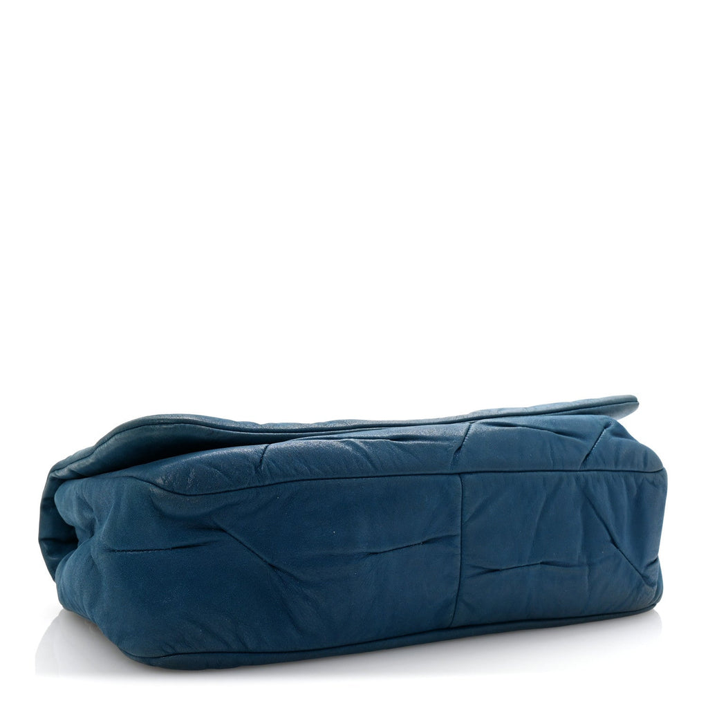 Iridescent Calfskin Glint Flap Blue
