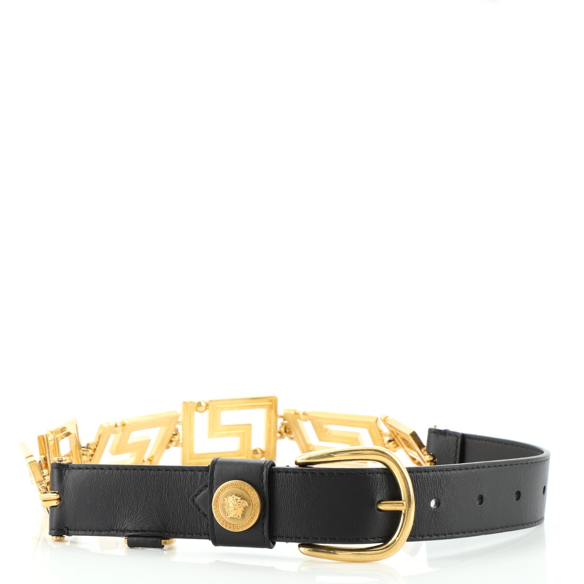 Tribute Chain Link Belt Metal and Leather Medium 65