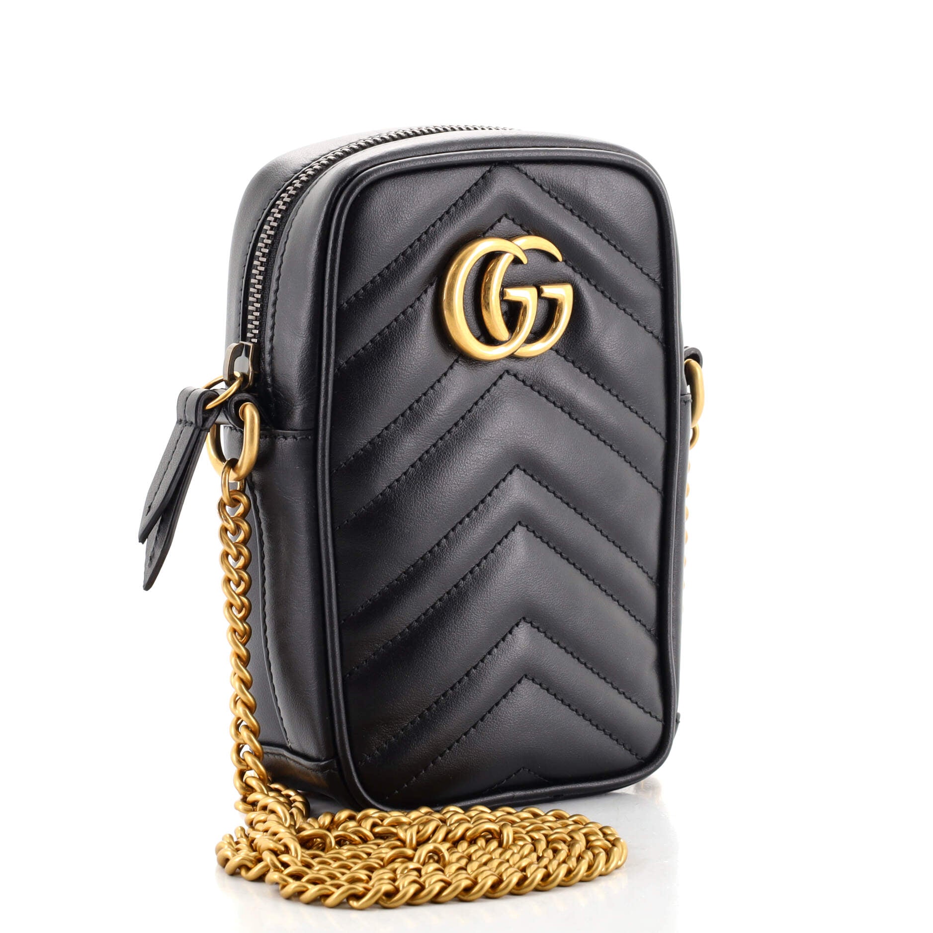 GG Marmont Vertical Phone Crossbody Bag Matelasse Leather Mini