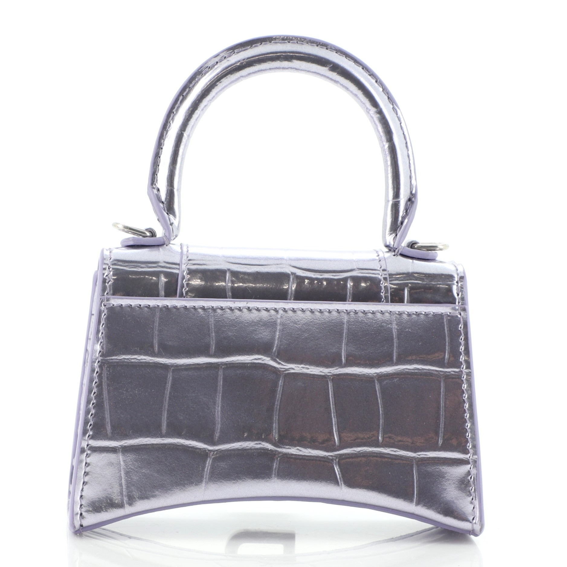 Hourglass Top Handle Bag Crocodile Embossed Leather Mini
