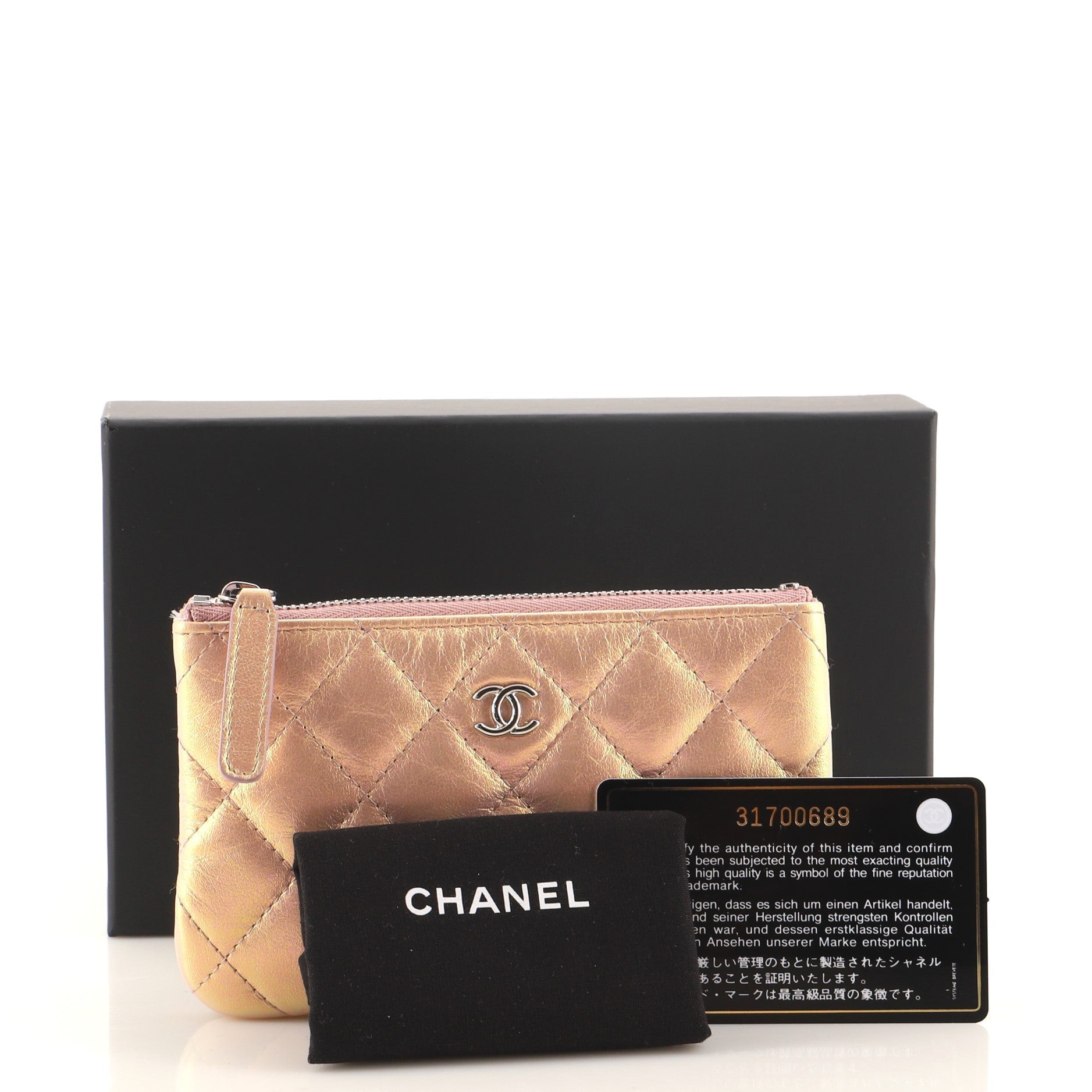 Classic O Case Pouch Quilted Iridescent Calfskin Mini