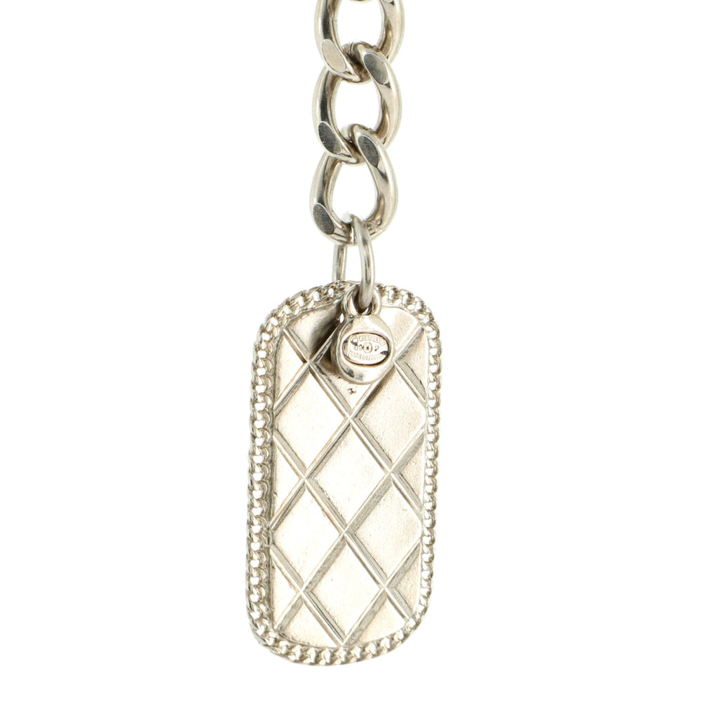 Dog Tag and Cluster Charm Chain Belt Metal and Enamel 90